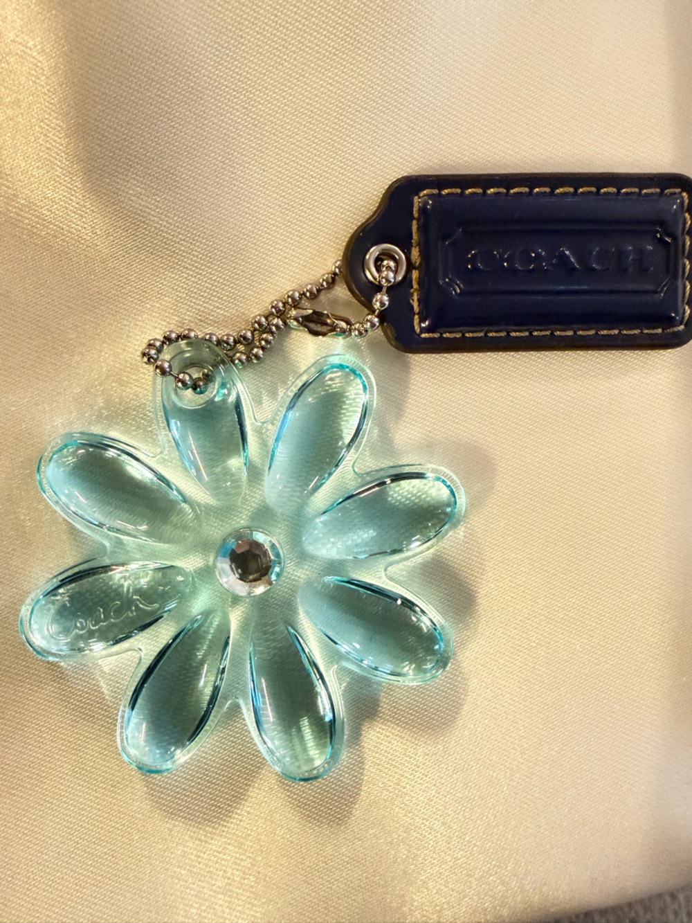 Coach Daisy Kyra Y2K Poppy Blue Acrylic Flower Charm with Blue Hang Tag